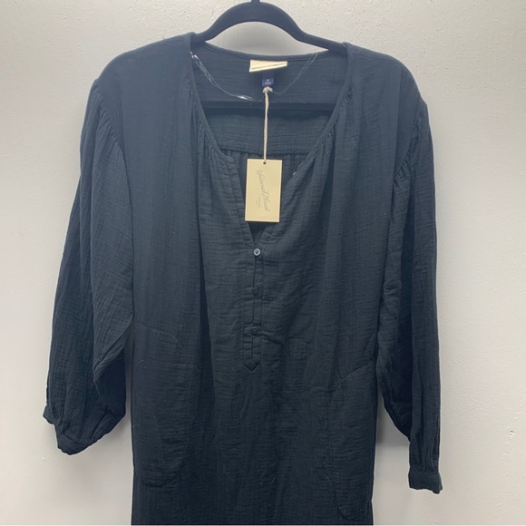 universal thread medium shirt dress balloon sleeve black gauze cotton midi new - Picture 5 of 13